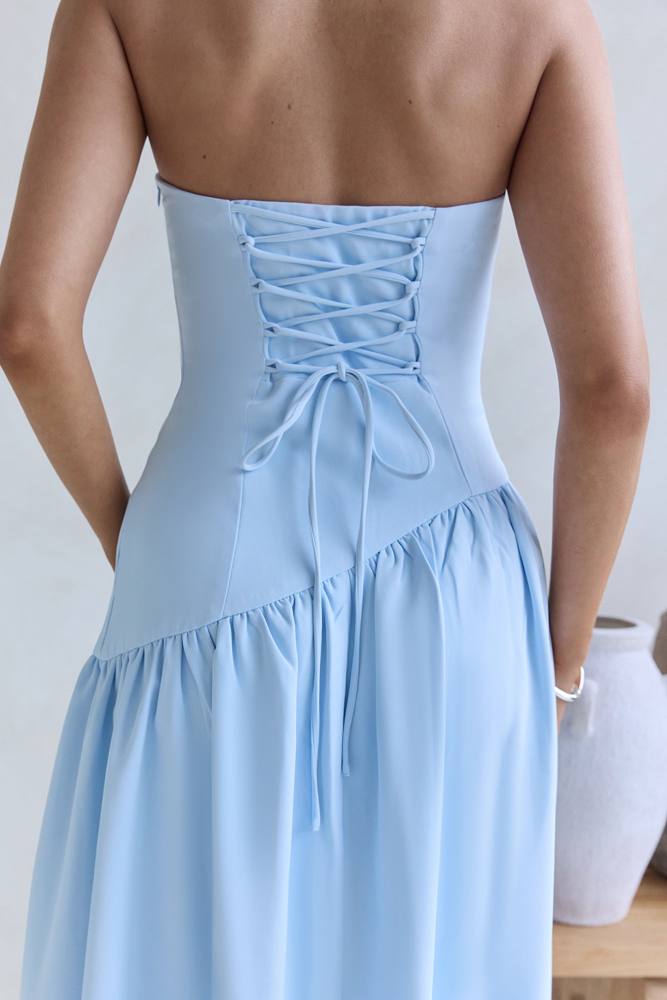 Lunaly Strapless Maxi Dress Blue
