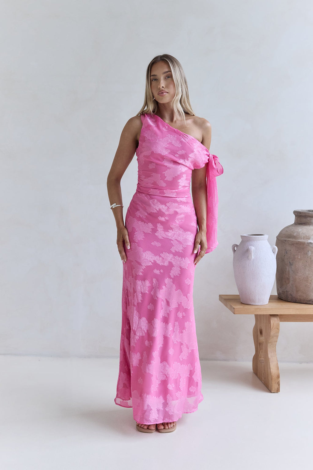 In My Heart Off Shoulder Maxi Dress Pink
