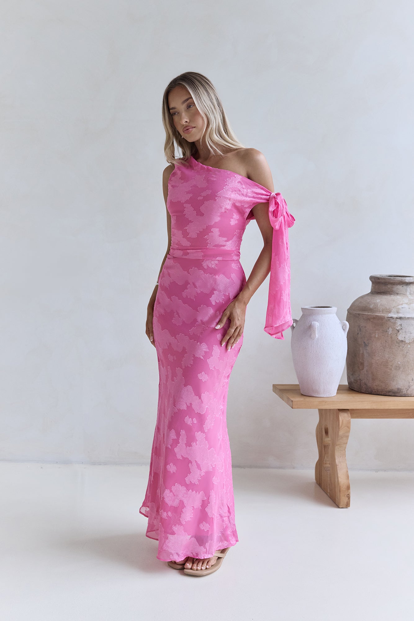 In My Heart Off Shoulder Maxi Dress Pink
