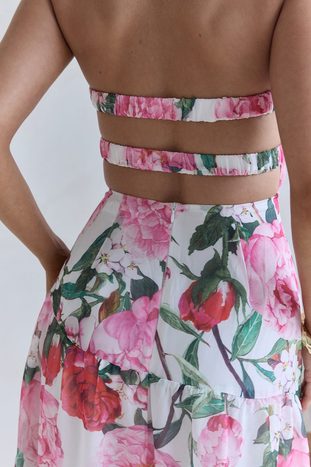Bouquet In Bloom Strapless Maxi Dress Pink
