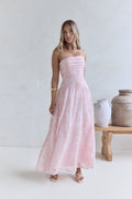 Cloud Kissed Paths Strapless Maxi Dress Pink