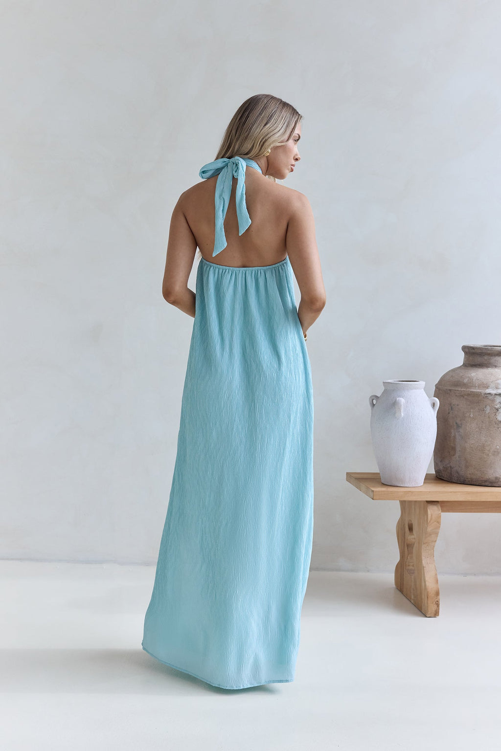 Isle Of Chic Halter Maxi Dress Aqua
