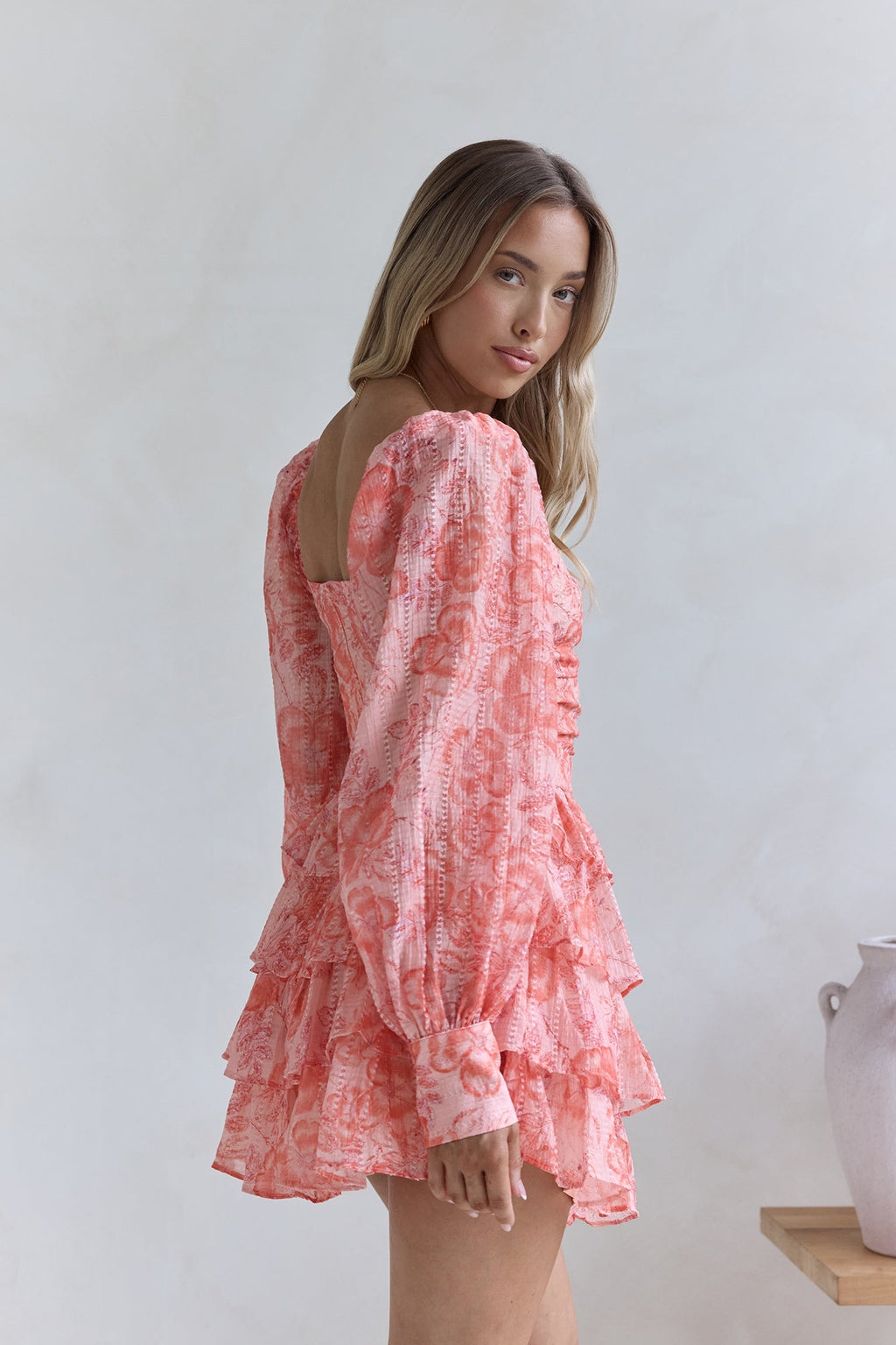 Amber Trails Long Sleeve Mini Dress Pink
