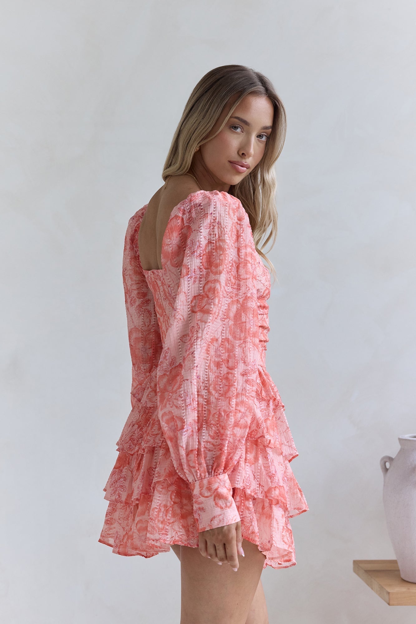 Amber Trails Long Sleeve Mini Dress Pink