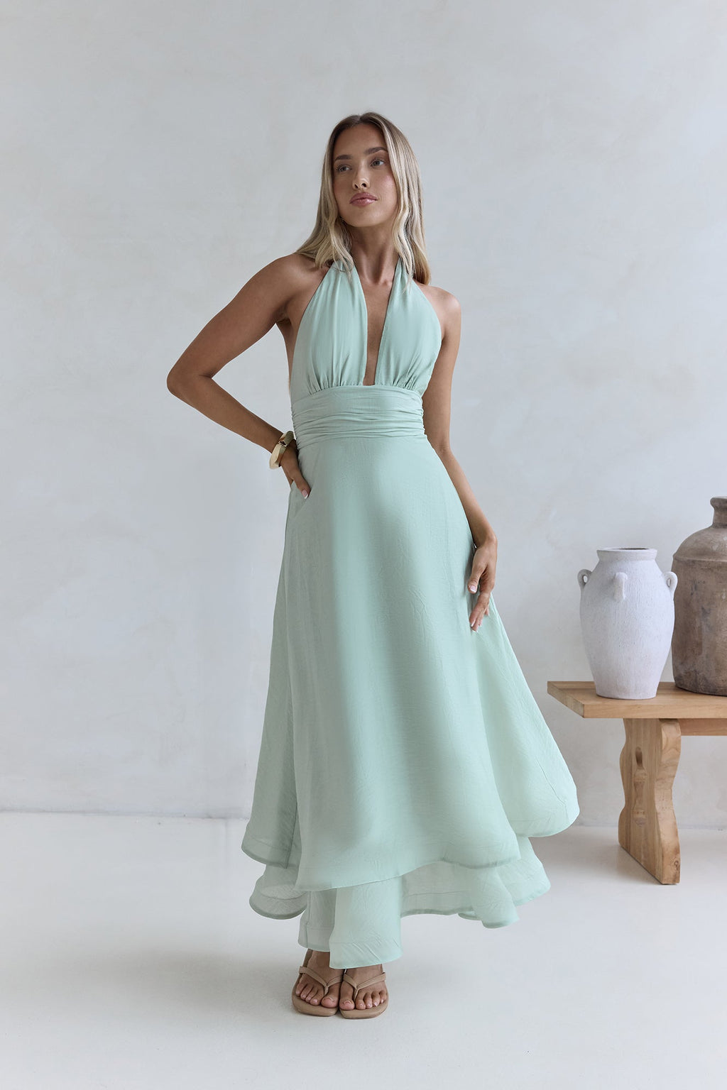 City Lights Calling Maxi Dress Green