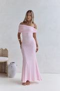 Sea And Selfies Off Shoulder Maxi Dress Pink