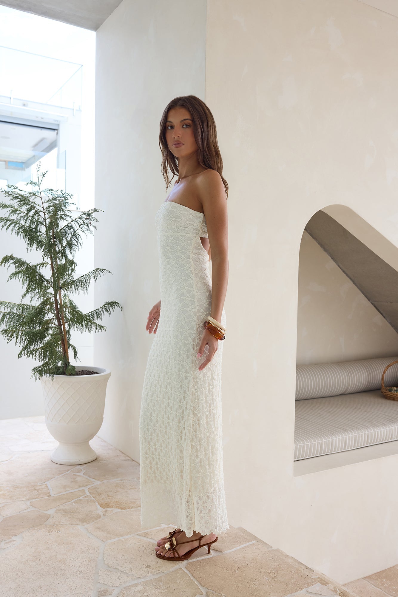 Goddess Blessings Strapless Maxi Dress Cream