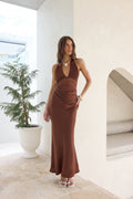 Call Me Yours Lace Halter Satin Maxi Dress