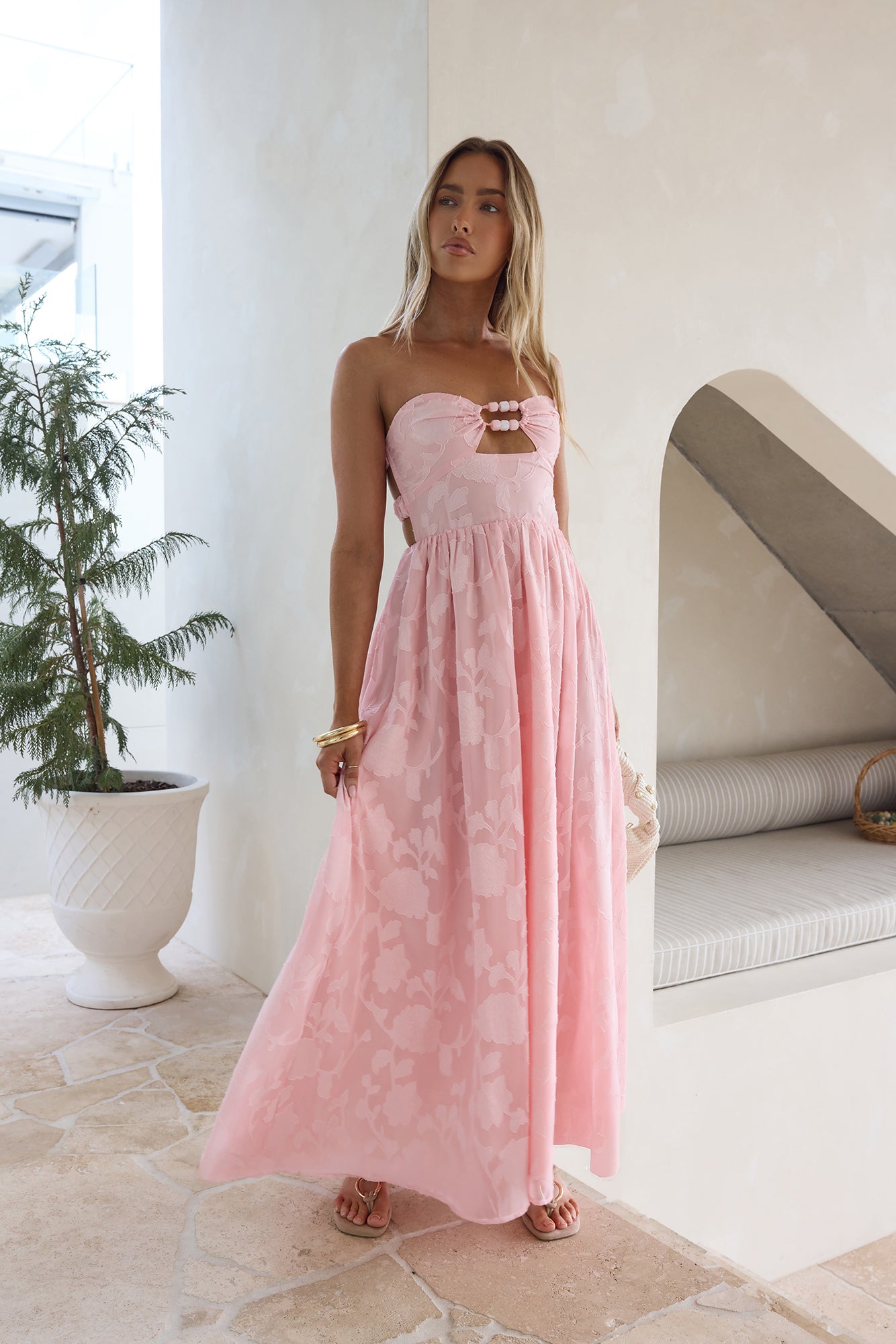 Angelic Moment Strapless Maxi Dress Pink