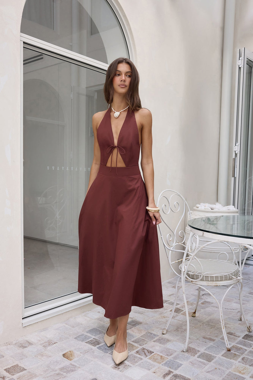 Sands Of Splendor Halter Maxi Dress Brown