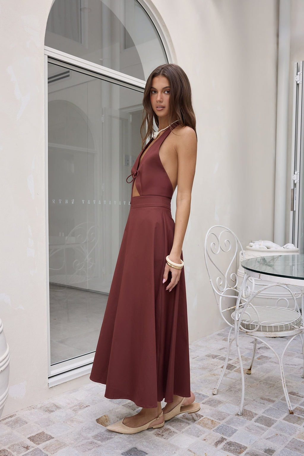 Sands Of Splendor Halter Maxi Dress Brown