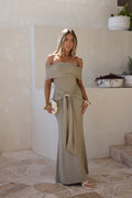Martini Bloom Off Shoulder Maxi Dress Sage
