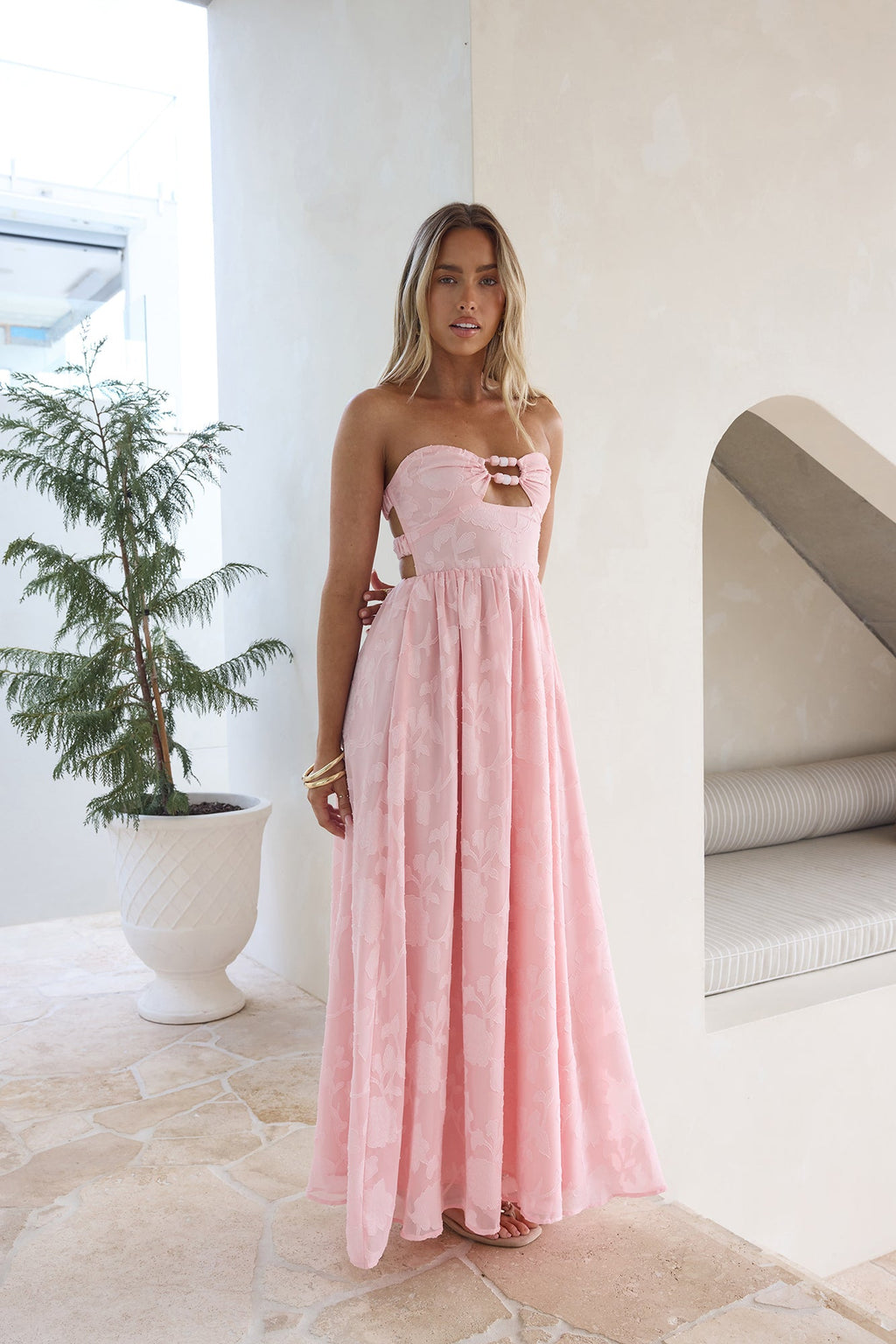 Angelic Moment Strapless Maxi Dress Pink