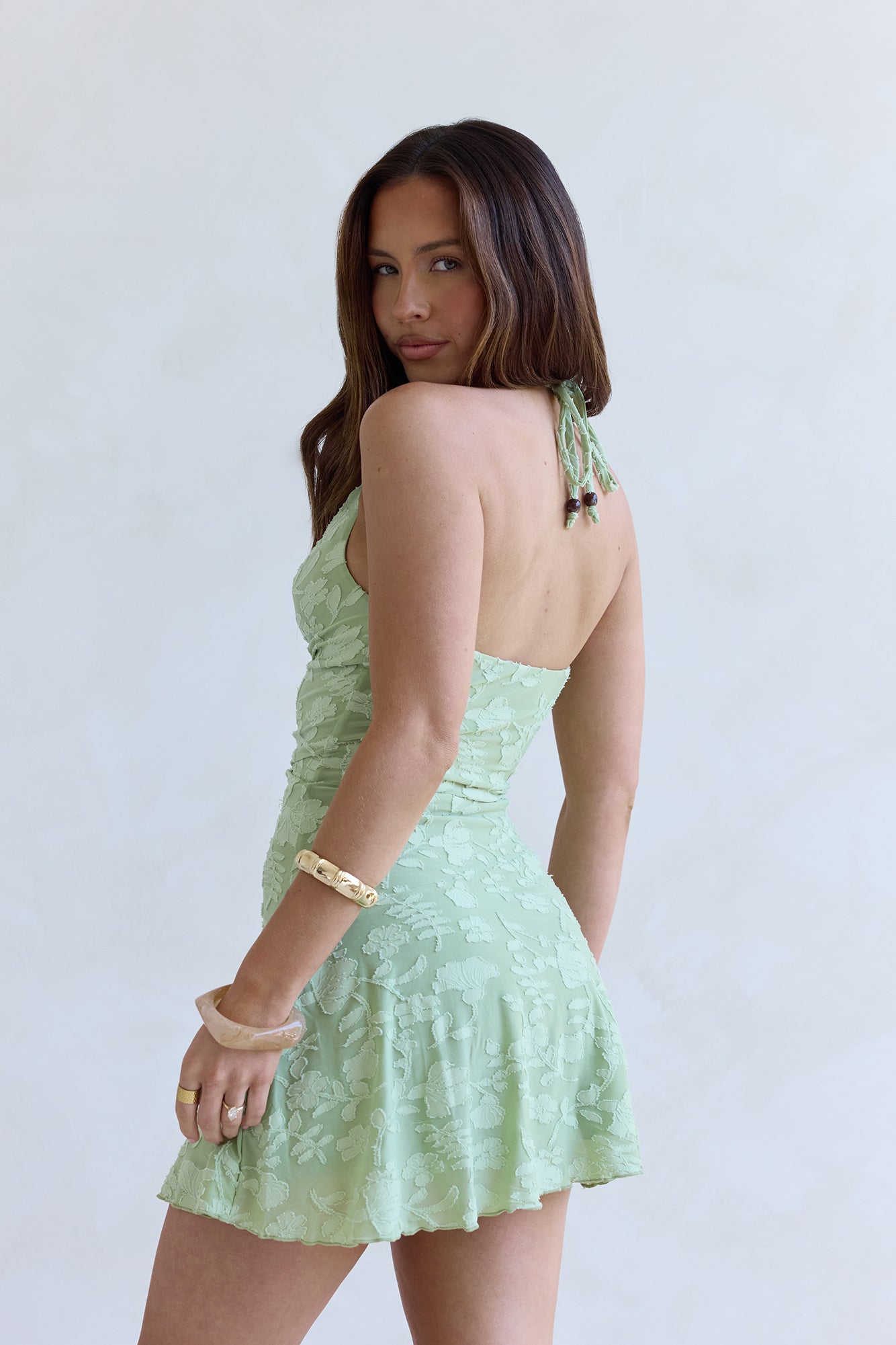 Style Of Stars Halter Mini Dress Green