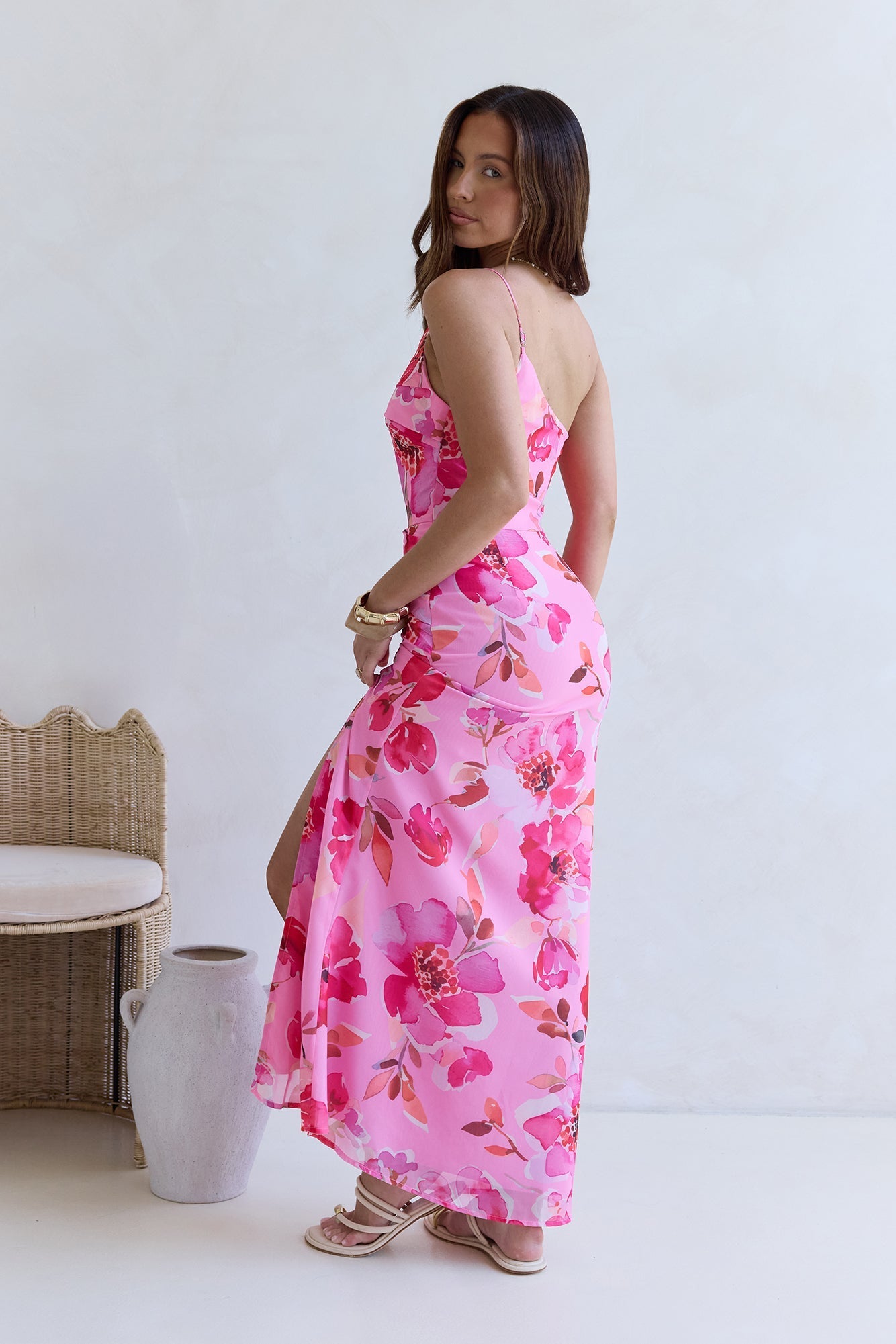 In The Mood One Shoulder Maxi Dress Pink