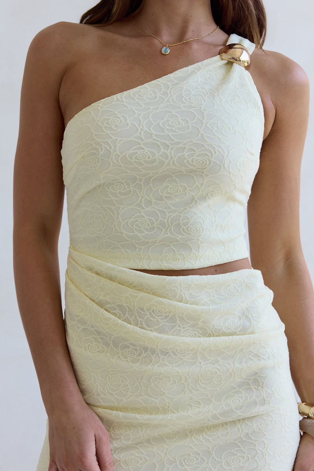 Sunset Champagne One Shoulder Mini Dress Yellow