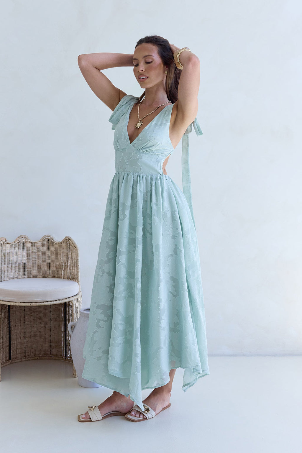 Golden Night Maxi Dress Sage
