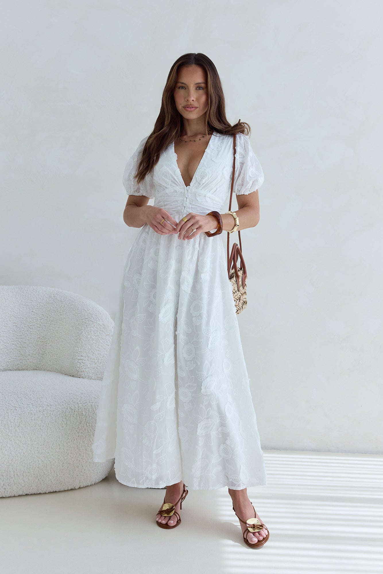 Busy Bee Maxi Dress White