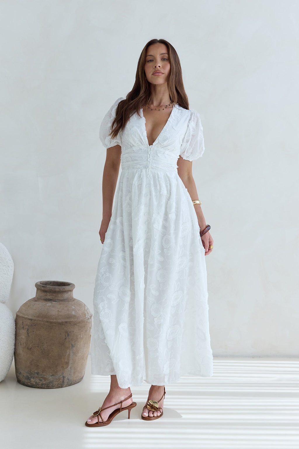 Busy Bee Maxi Dress White