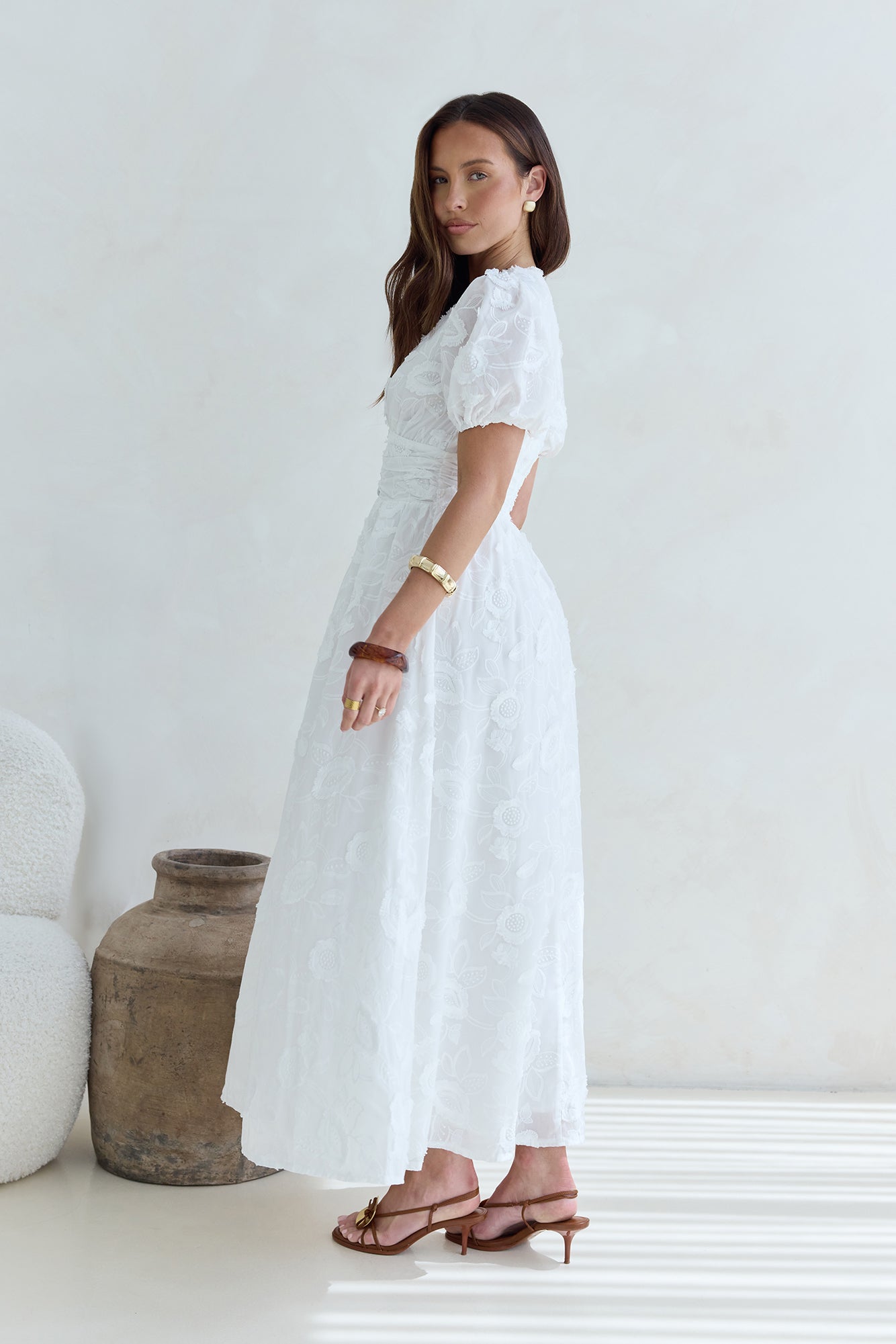 Busy Bee Maxi Dress White