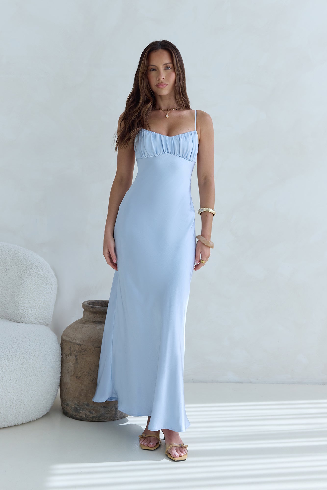 Love And Desire Satin Maxi Dress Blue