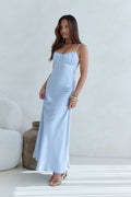 Love And Desire Satin Maxi Dress Blue
