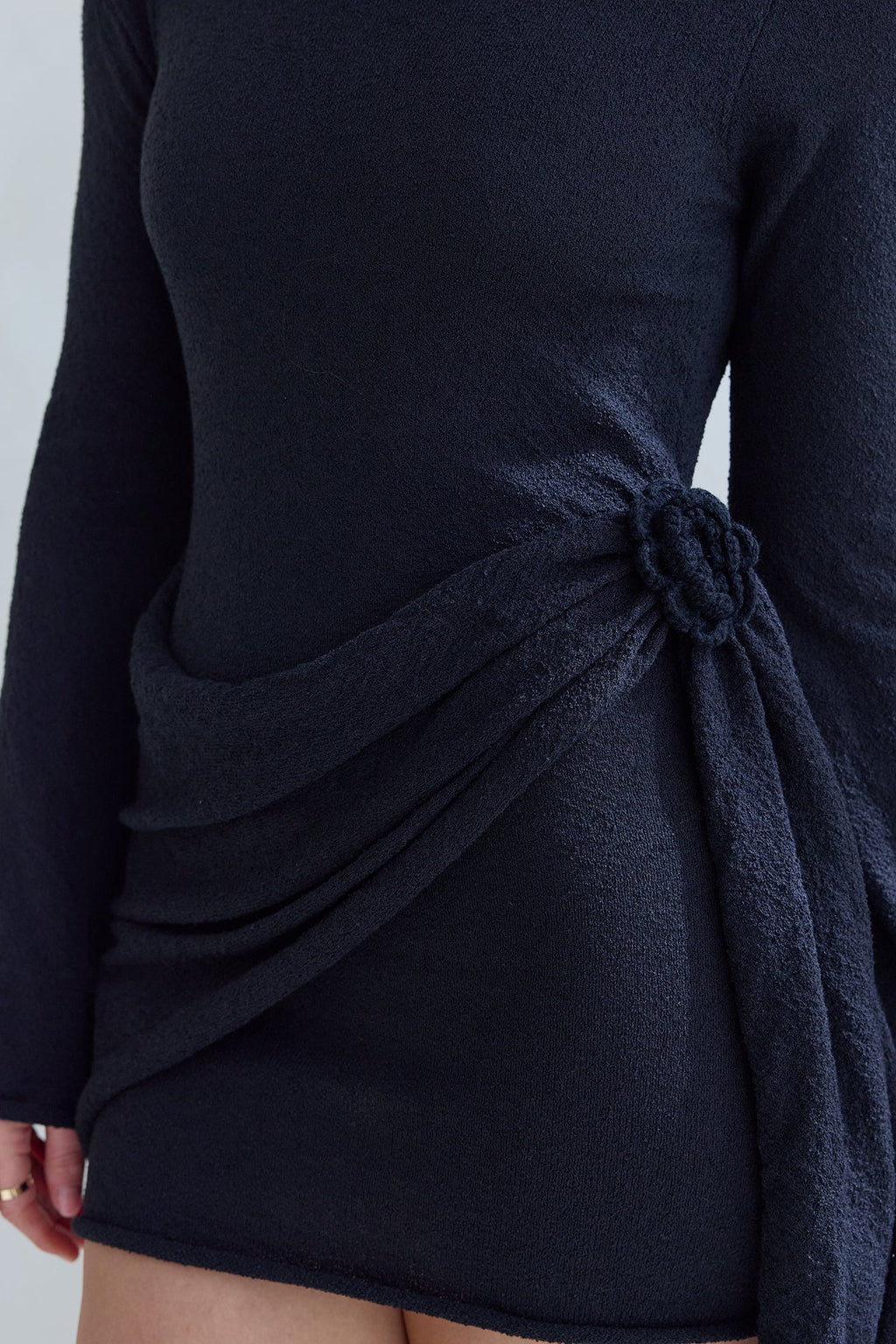 City Of Luxe Long Sleeve Mini Dress Black