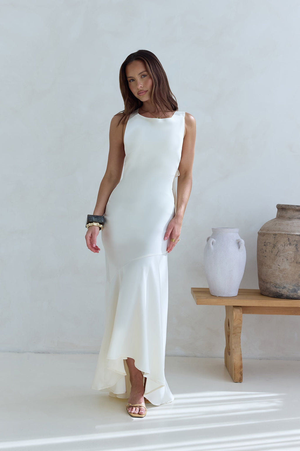 Oath To You Satin Maxi Dress Champagne