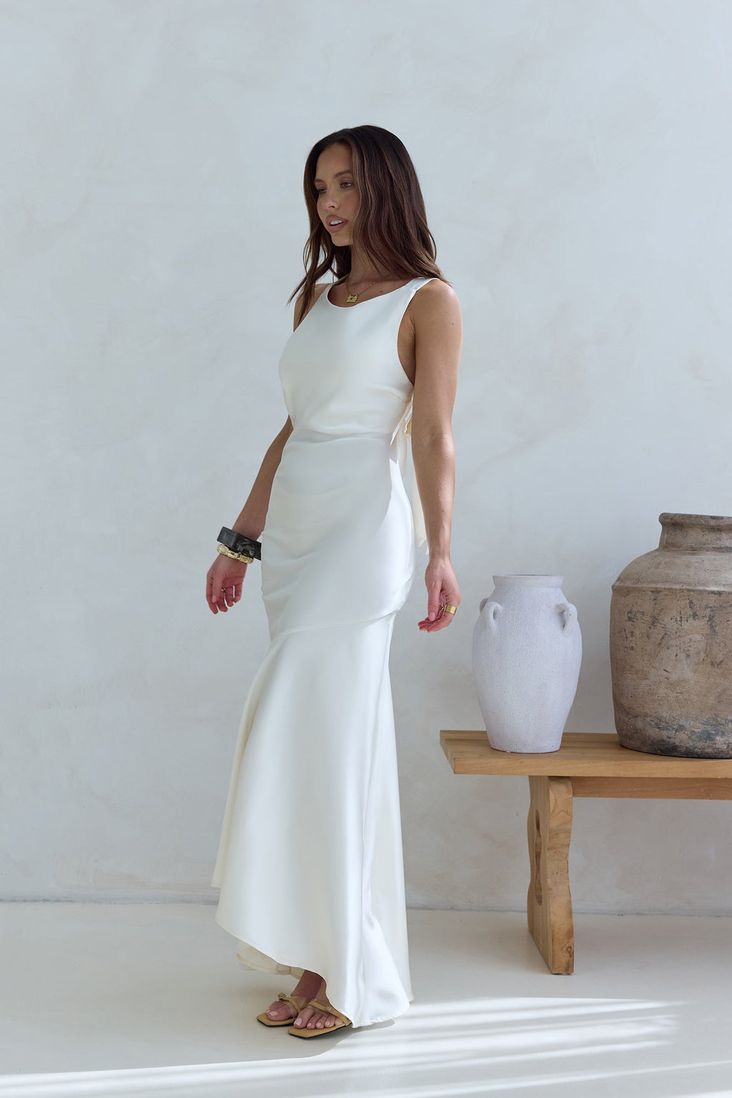 Oath To You Satin Maxi Dress Champagne