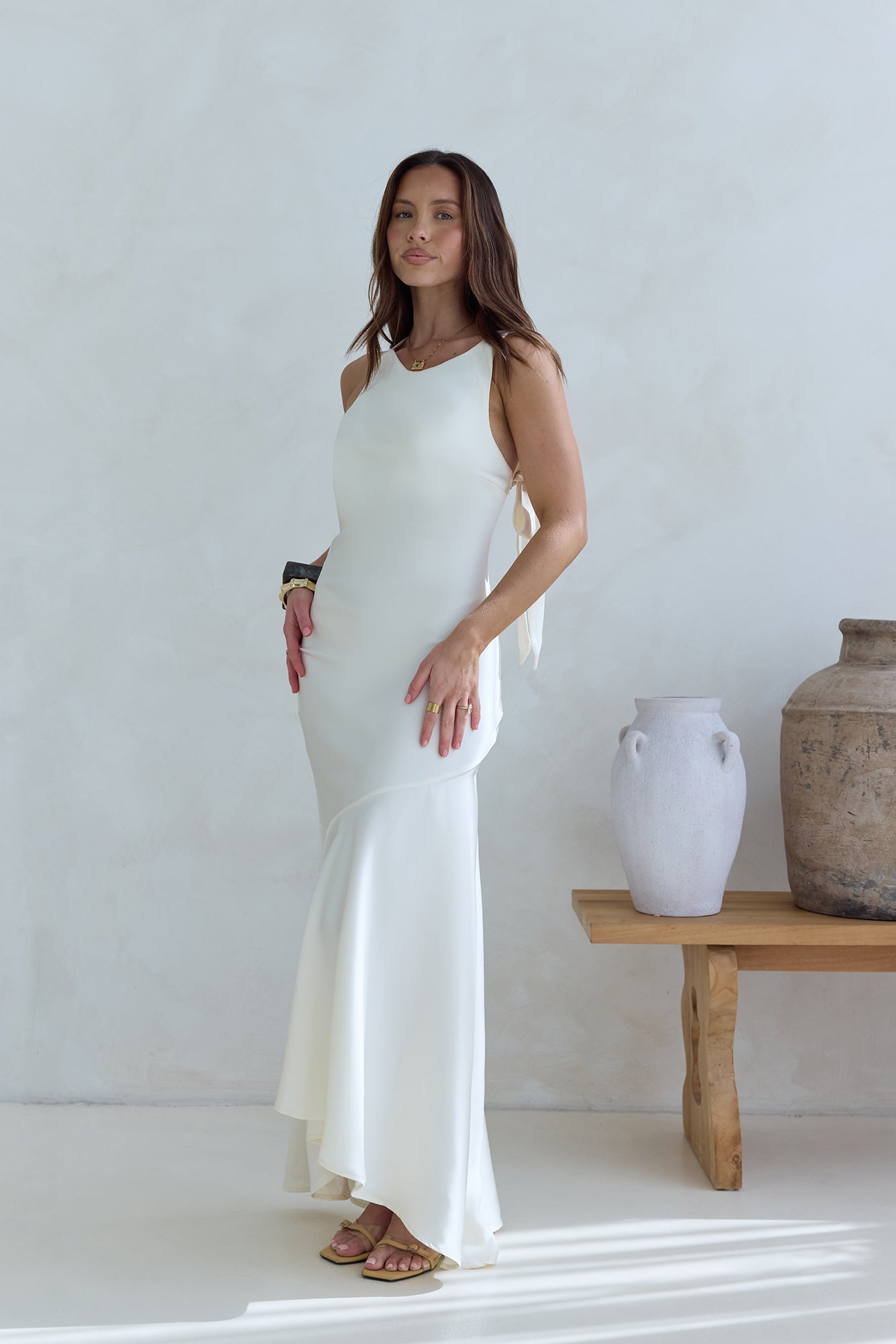 Oath To You Satin Maxi Dress Champagne