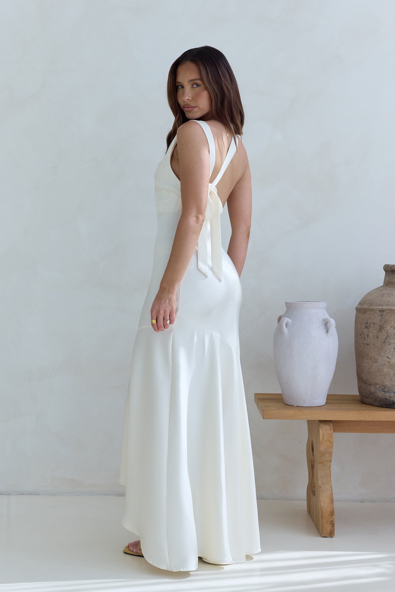 Oath To You Satin Maxi Dress Champagne