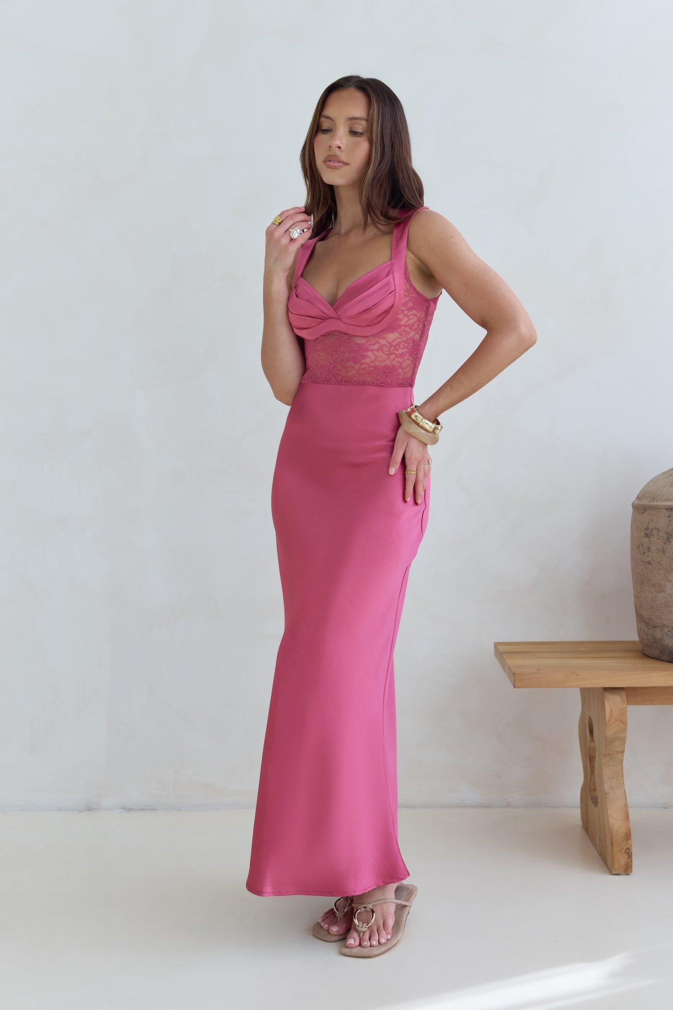 Milos Nights Midi Dress Rose