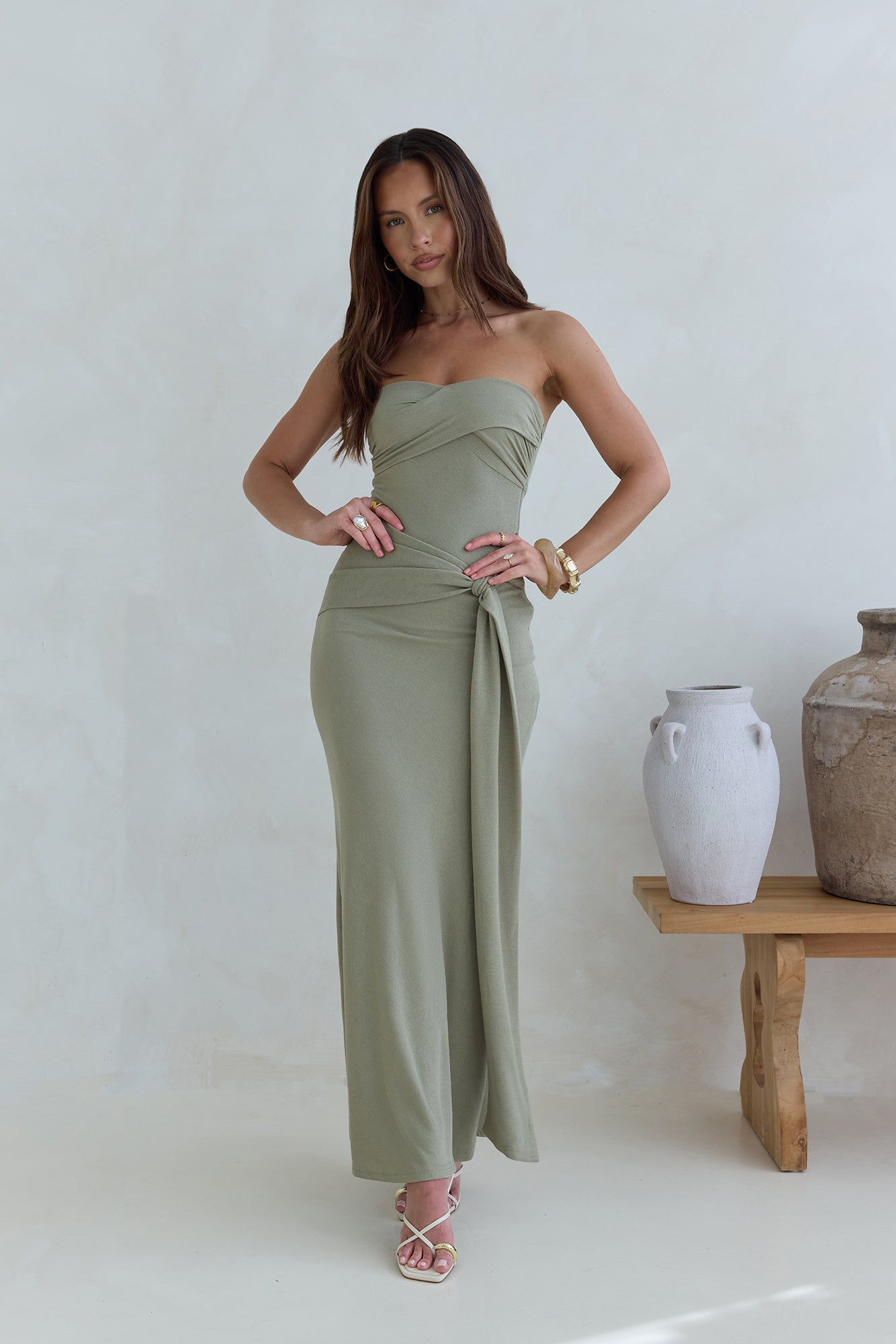 Follow You Strapless Maxi Dress Sage