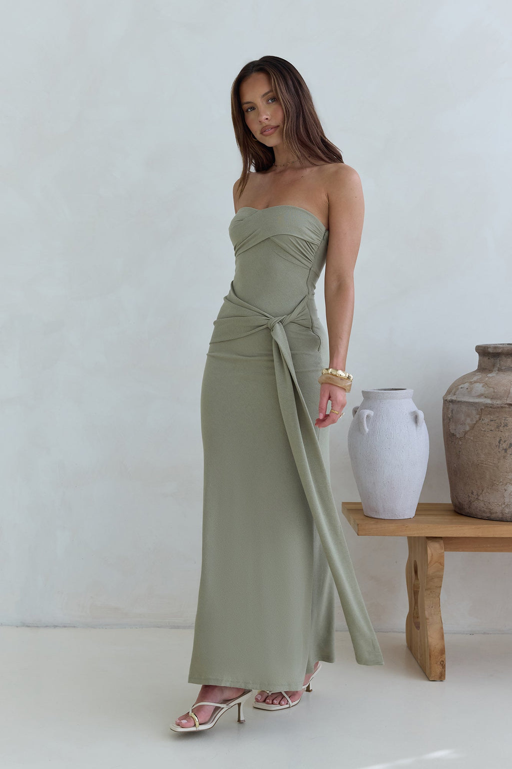 Follow You Strapless Maxi Dress Sage