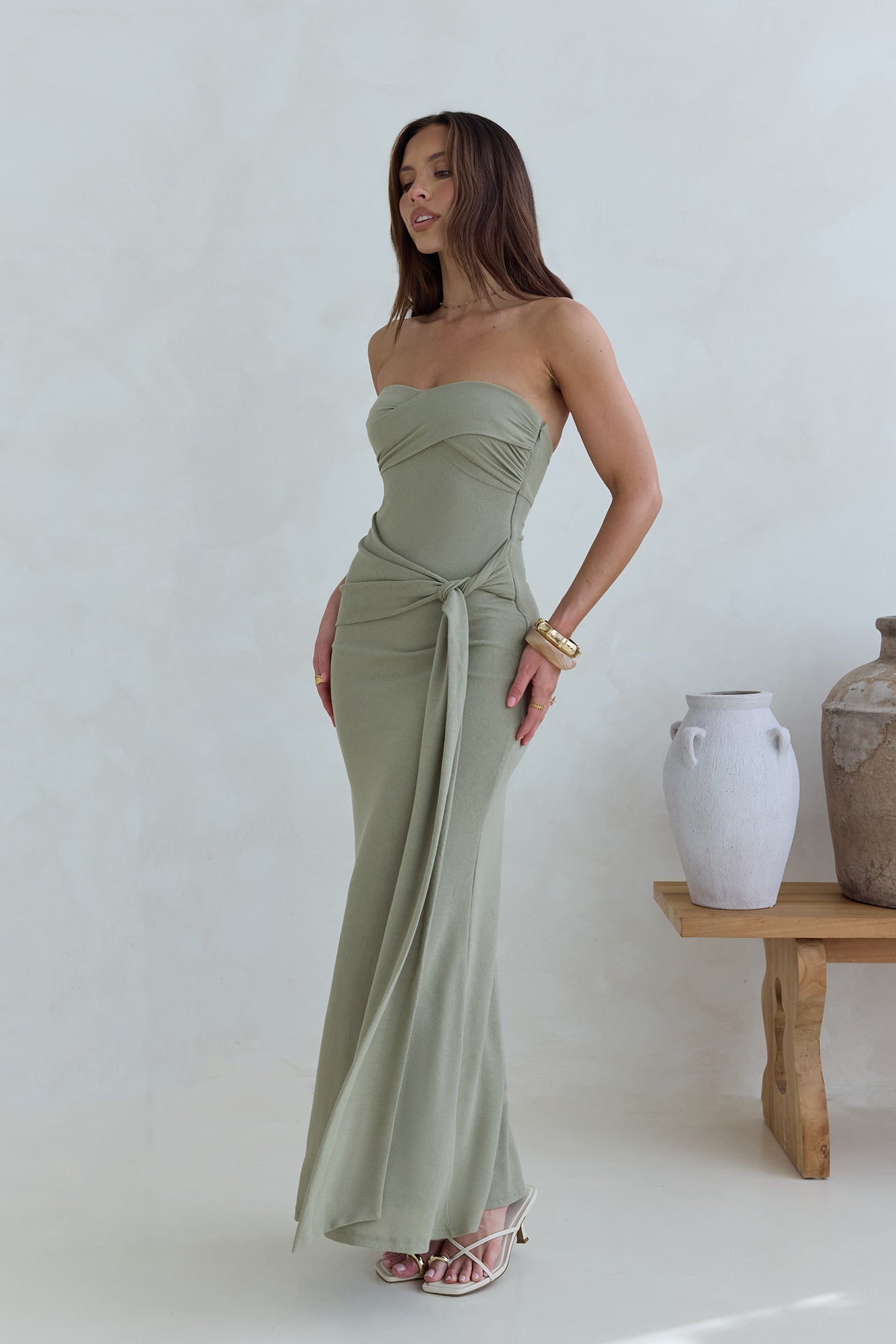 Follow You Strapless Maxi Dress Sage