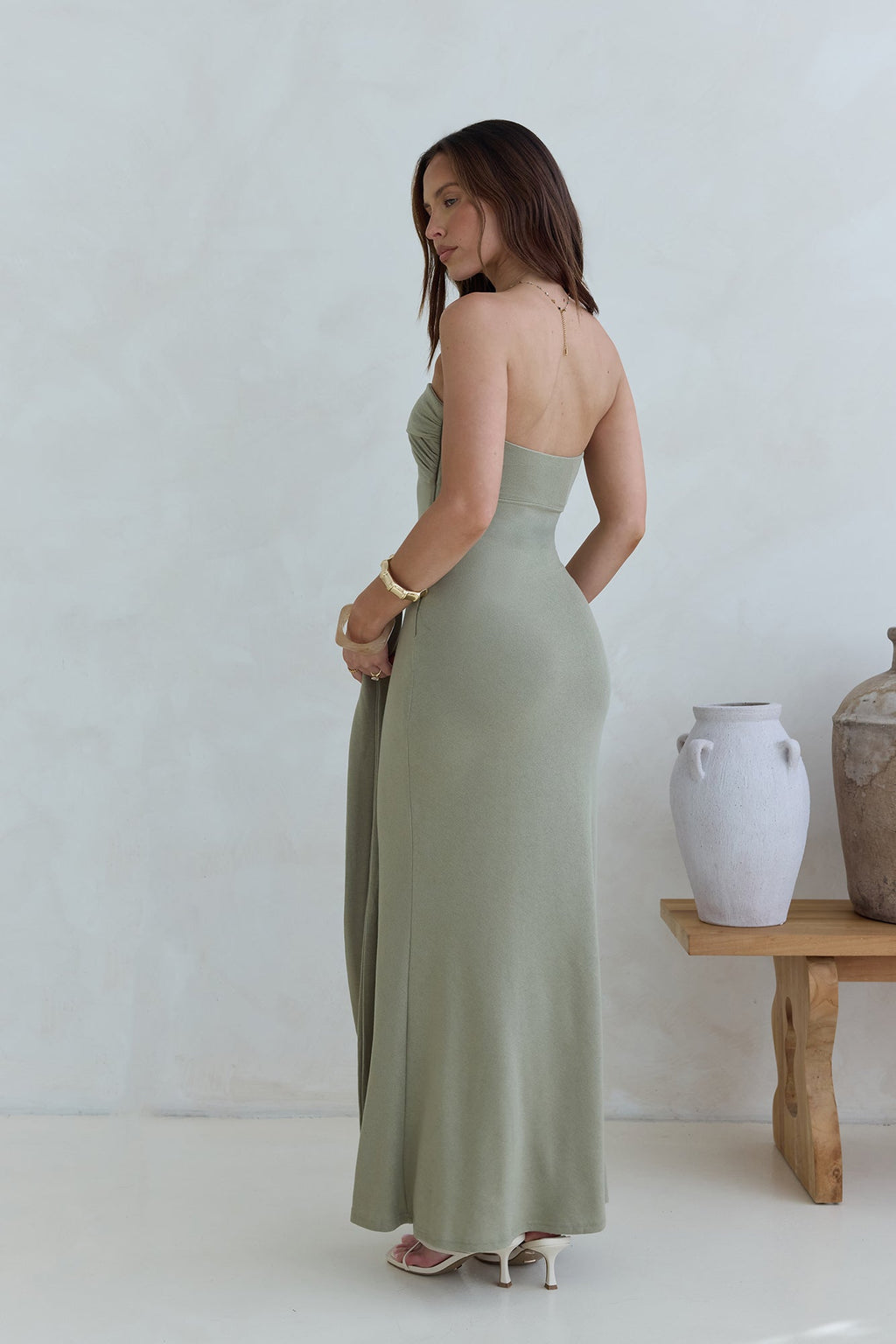 Follow You Strapless Maxi Dress Sage