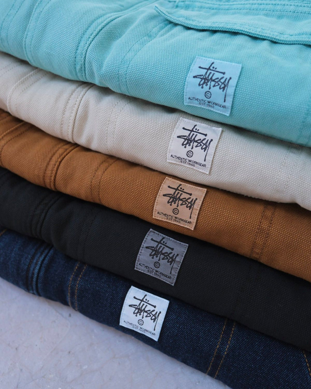 Stussy Men's Autumn and Winter Solid Color Pocket Zipper Warm Workwear Long Sleeve Jacket #73616