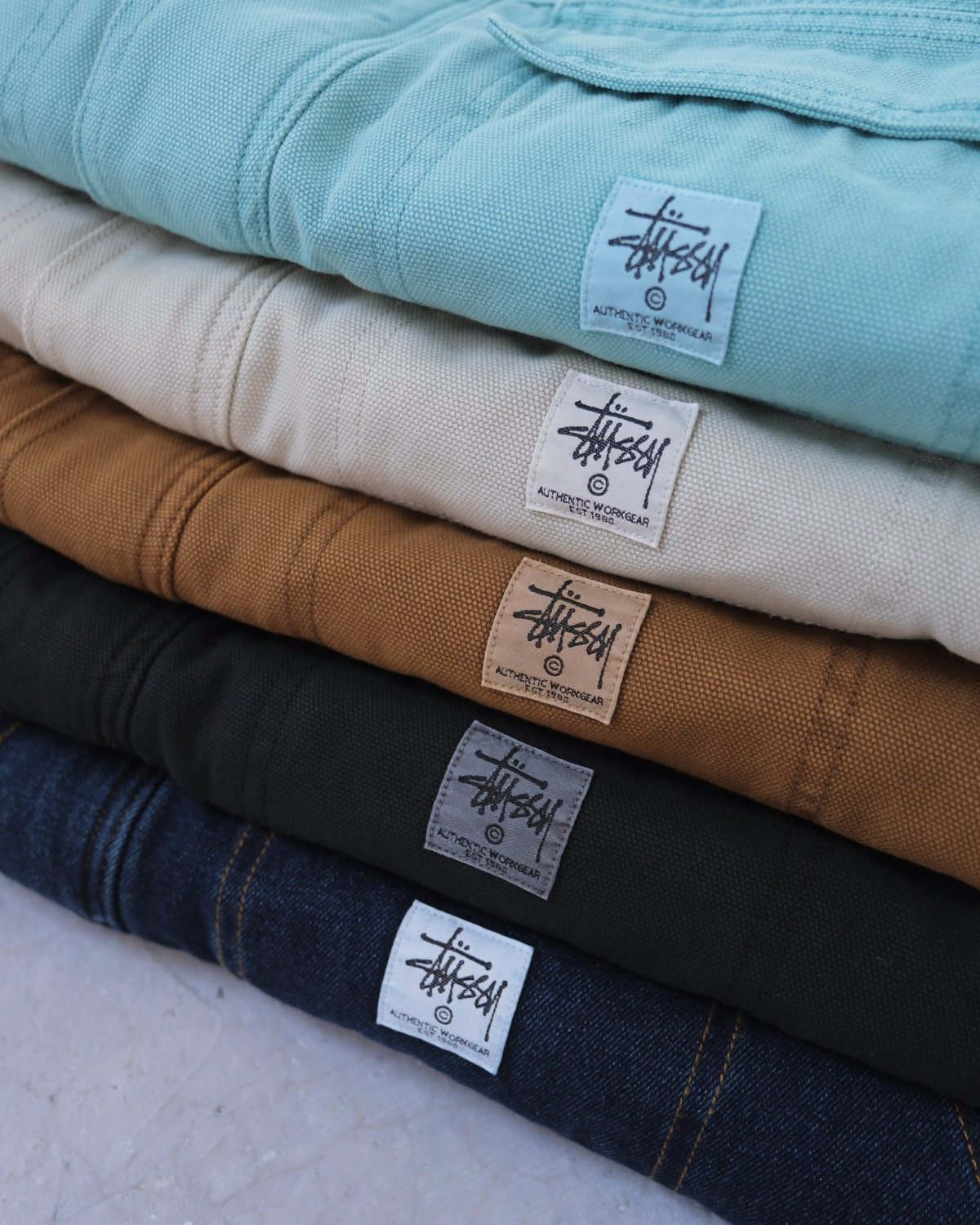 Stussy Men's Autumn and Winter Solid Color Pocket Zipper Warm Workwear Long Sleeve Jacket #73616