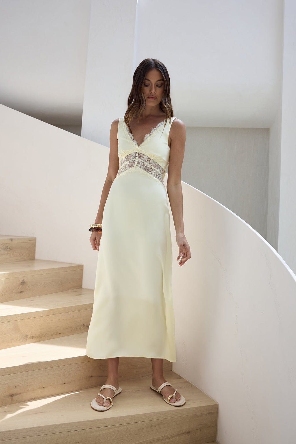 Romantic One Satin Maxi Dress Yellow