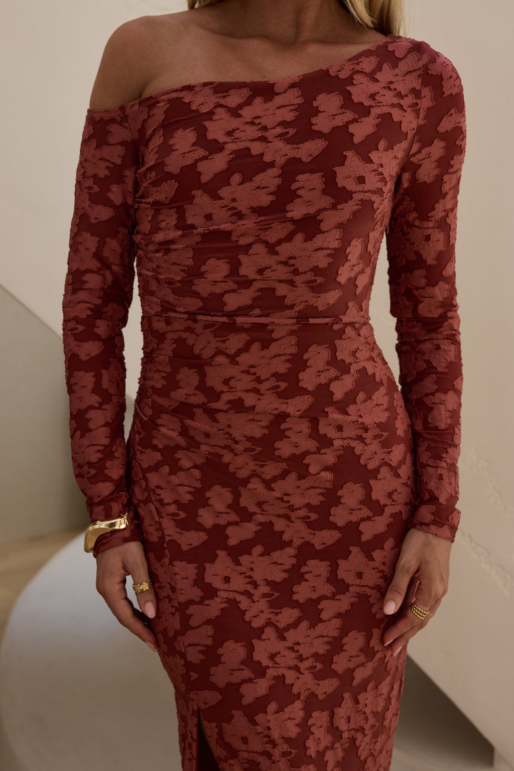 Landing In Love Long Sleeve Maxi Dress Wine