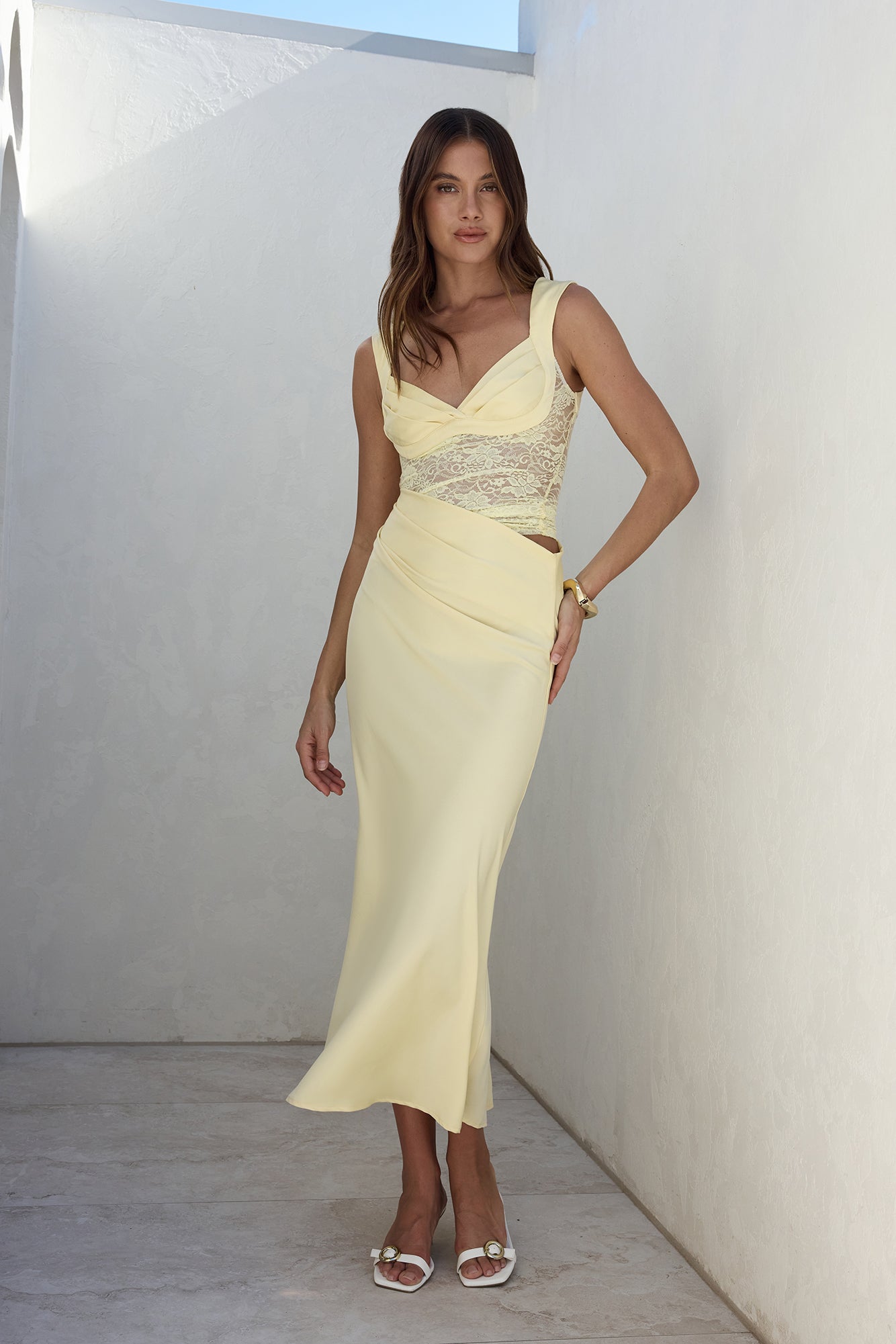 On A Cloud Lace Maxi Dress Yellow