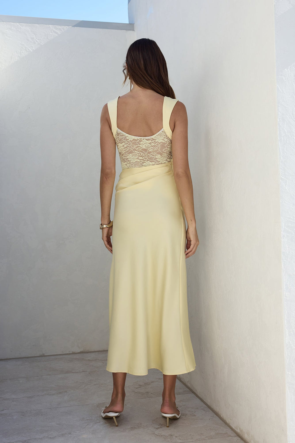 On A Cloud Lace Maxi Dress Yellow