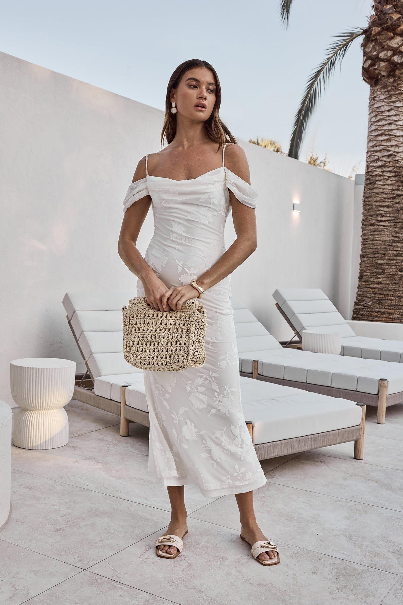 Tropical Tide Maxi Dress White