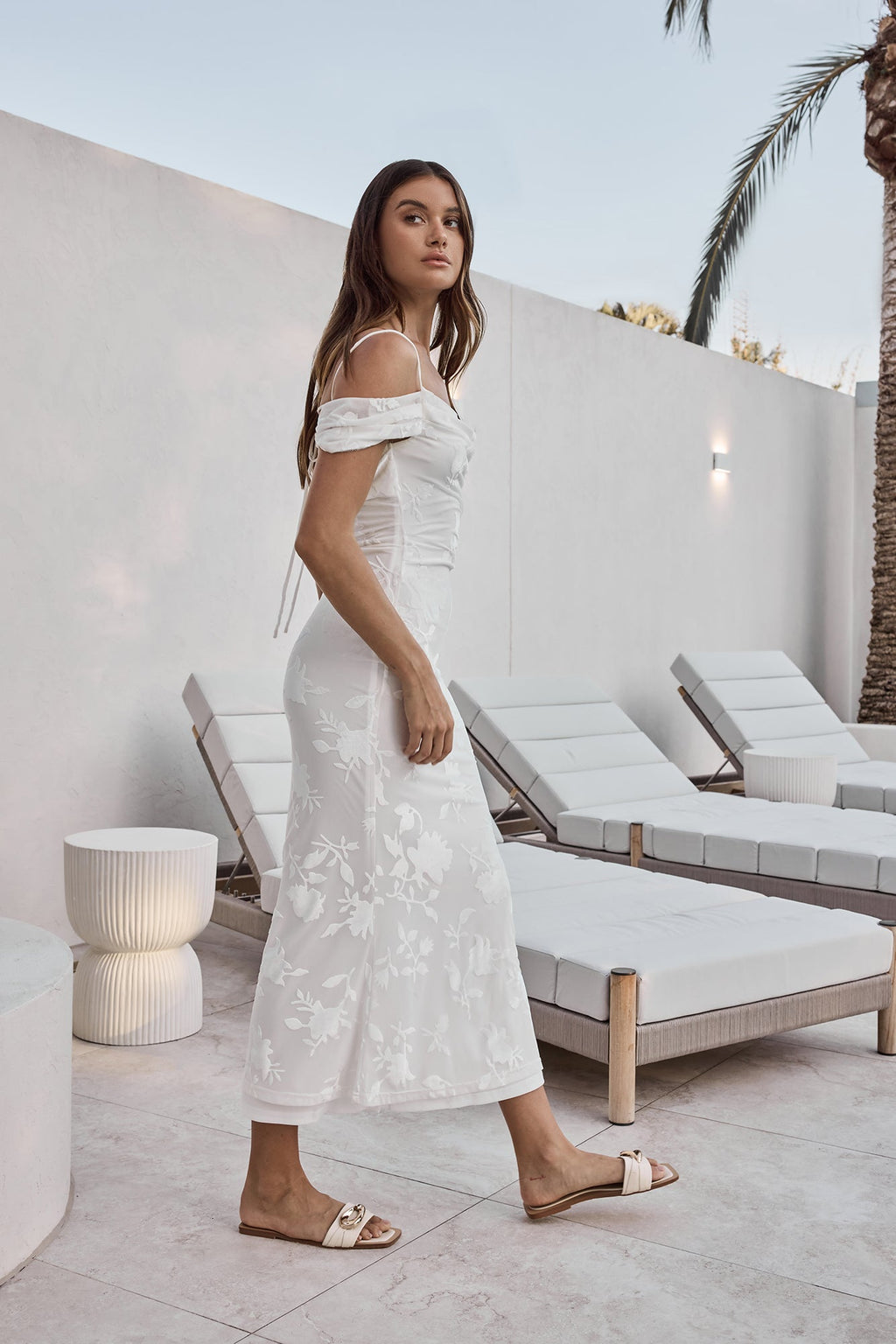 Tropical Tide Maxi Dress White