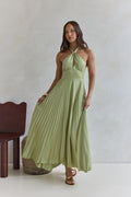 Perfect In Plisse Halter Maxi Dress Green