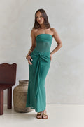 Remember The Days Strapless Mesh Maxi Dress Teal