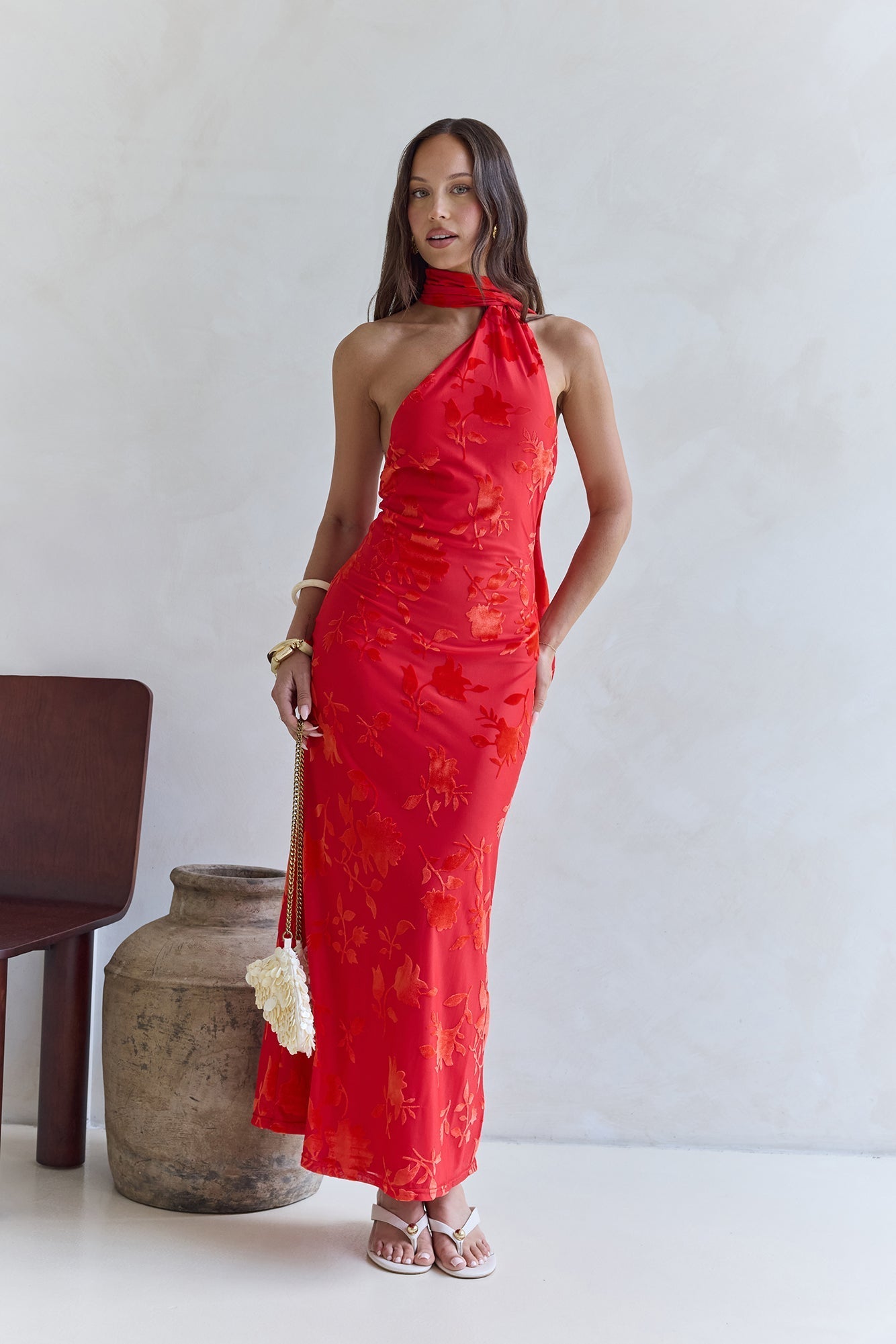 Catching Blooms Maxi Dress Red