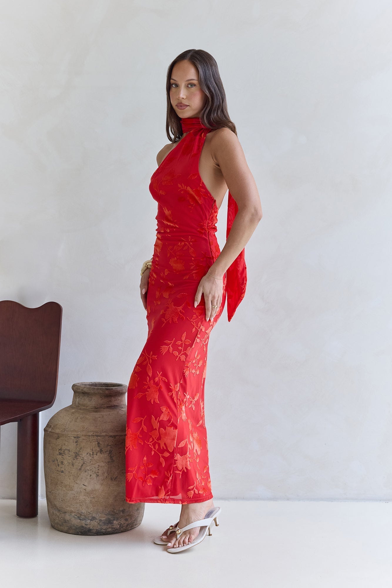 Catching Blooms Maxi Dress Red