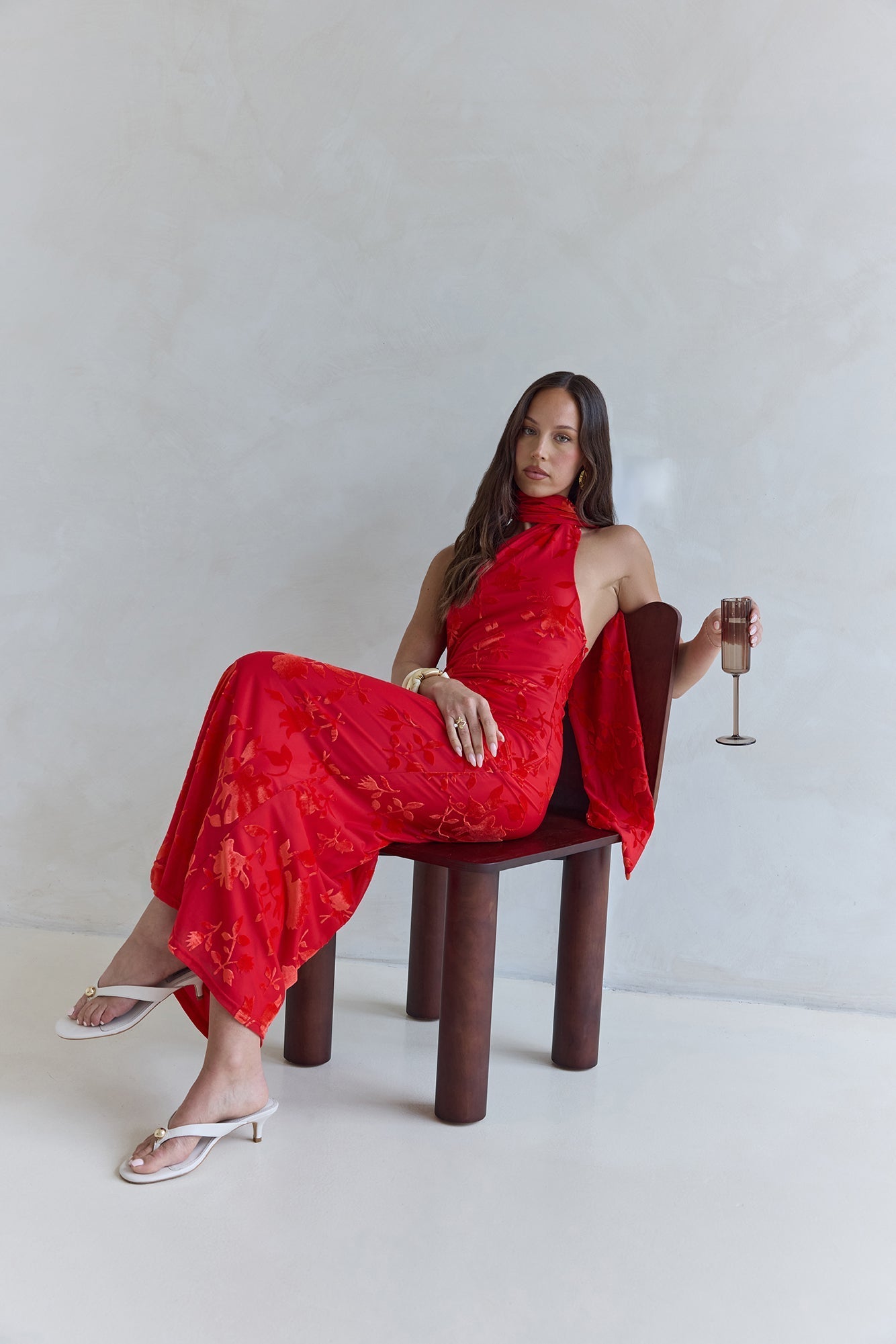 Catching Blooms Maxi Dress Red