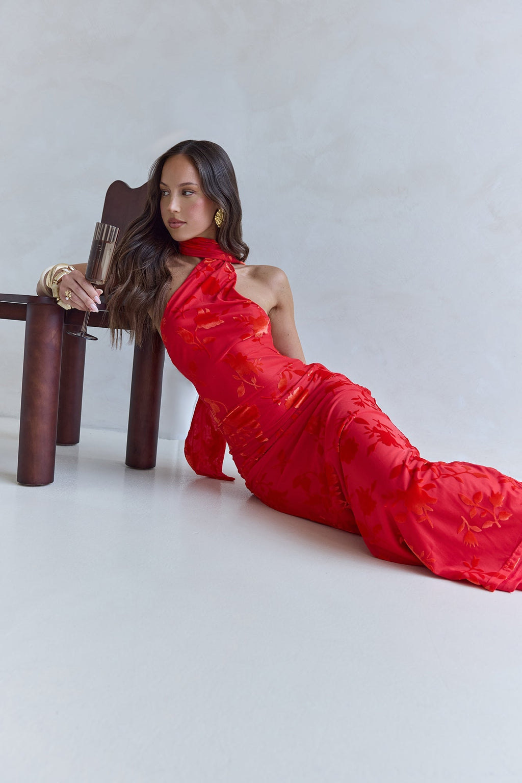 Catching Blooms Maxi Dress Red